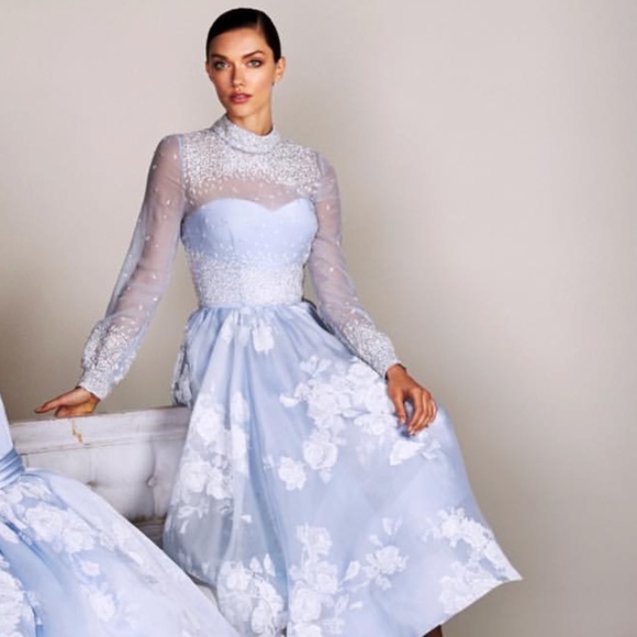 Gracy accad custom made bridal floral midi dress